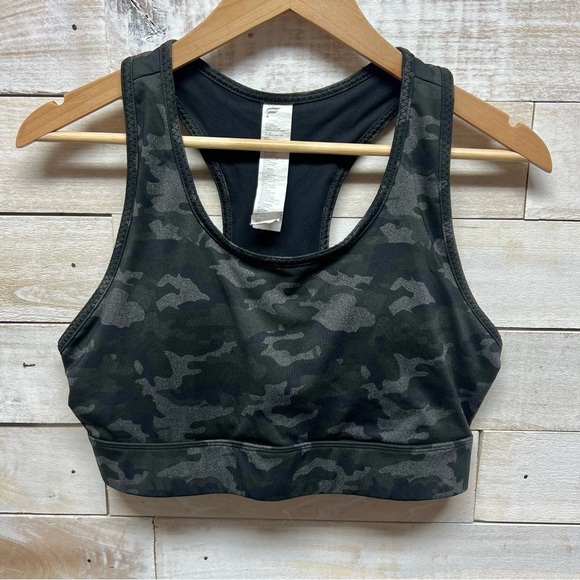 Fabletics‎ Sports Bra XL Green Camo High Impact Pocket Padding Razorback UPF 50 - Picture 4 of 9